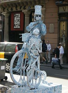 Street artists along La Rambla in Barcelona